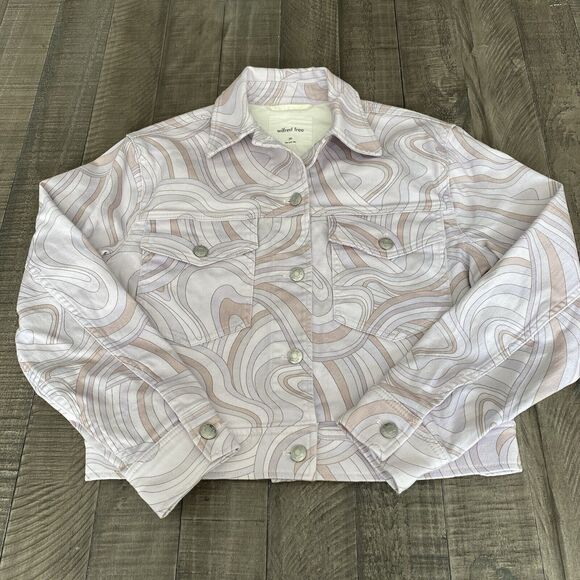 NWOT Aritzia Wilfred Free Gaze Jacket Denim Swirls‎ Size XS - Picture 3 of 14